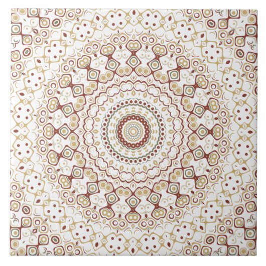 Aardetonen Geometrisch Mandala Patroon Tegeltje (Voorkant)