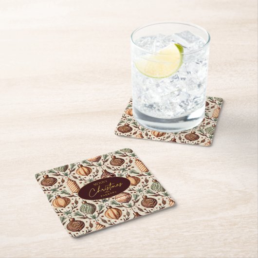 Aardetonen Kerstmispatroon#12 ID1009 Kartonnen Onderzetters (Insitu)