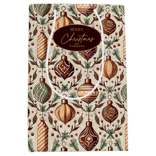 Aardetonen Kerstmispatroon#12 ID1009 Medium Cadeauzakje (Voorkant)