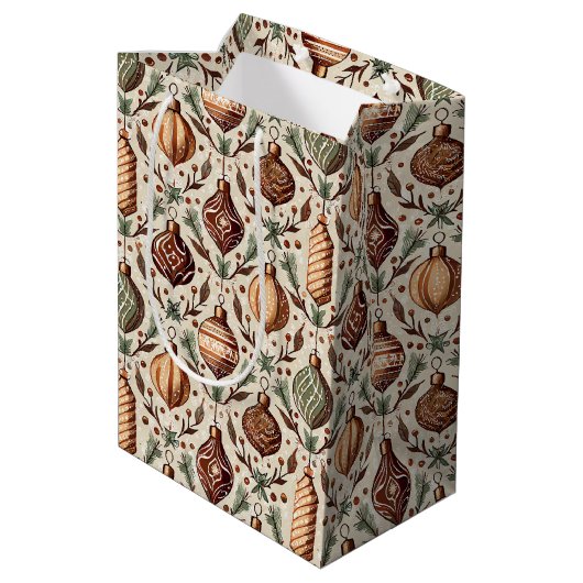 Aardetonen Kerstmispatroon#12 ID1009 Medium Cadeauzakje (Achterkant Gekanteld)