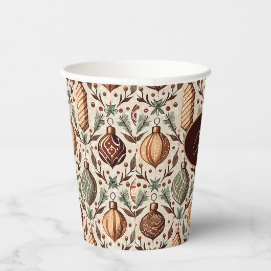 Aardetonen Kerstmispatroon#12 ID1009 Papieren Bekers (Rechts)