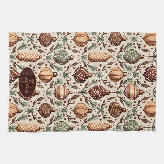 Aardetonen Kerstmispatroon#12 ID1009 Theedoek (Horizontaal)