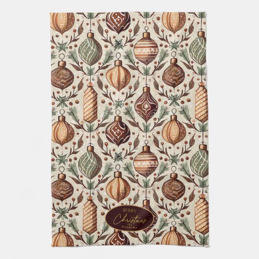 Aardetonen Kerstmispatroon#12 ID1009 Theedoek (Verticaal)