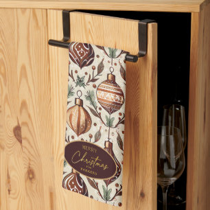 Aardetonen Kerstmispatroon#12 ID1009 Theedoek