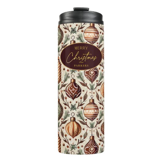 Aardetonen Kerstmispatroon#12 ID1009 Thermosbeker (Voorkant)