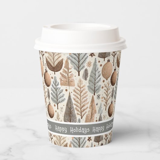 Aardetonen Kerstmispatroon#25 ID1009 Papieren Bekers (Achterkant)