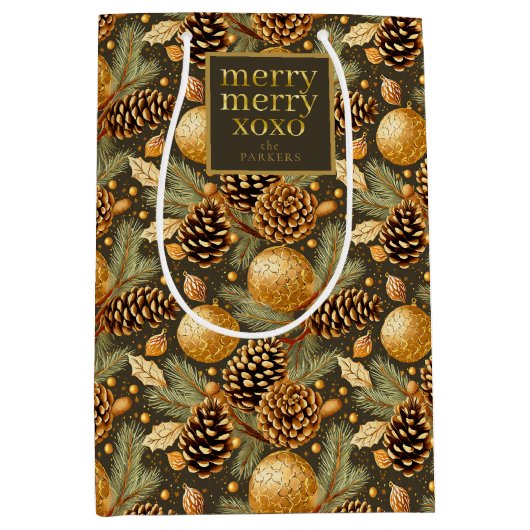 Aardetonen Kerstmispatroon#29 ID1009 Medium Cadeauzakje (Voorkant)