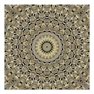 Aardetonen Mandala Ingewikkelde Geometrische Patro Perfect Poster