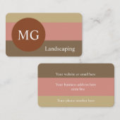Aardetonen Moderne Minimale Monogram Professioneel Visitekaartje (Voorkant / Achterkant)