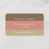 Aardetonen Moderne Minimale Monogram Professioneel Visitekaartje (Achterkant)