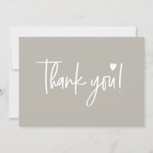 Aardetonen neutrale moderne script baby shower bedankkaart (Voorkant)