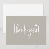 Aardetonen neutrale moderne script baby shower bedankkaart (Voorkant / Achterkant)