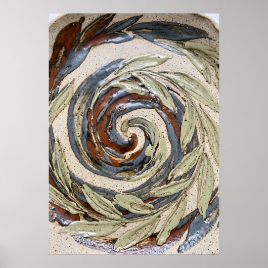 Aardetonen Spiraal Abstracte Poster (Voorkant)