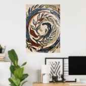 Aardetonen Spiraal Botanische Poster (Thuiskantoor)