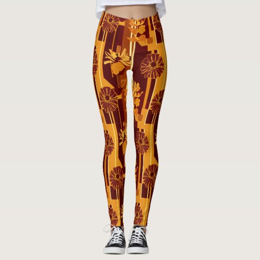Aardetoon Botanische Bloemmotief Leggings (Voorkant)