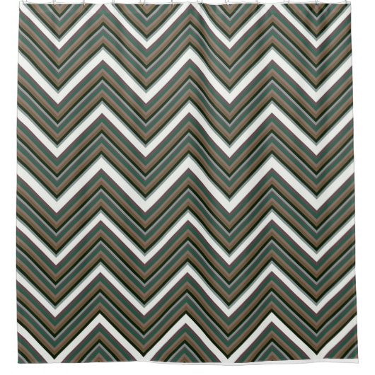 Aardetoon Chevron Douchegordijn – Rustieke Zigzag (Voorkant)
