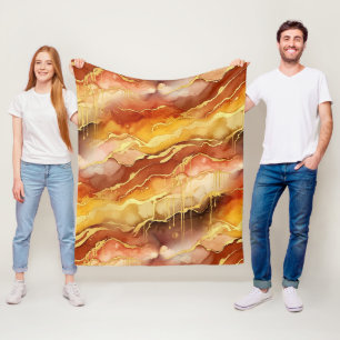 Aardetoon Goud Marmer Vloeibare Kunst Fleece Deken