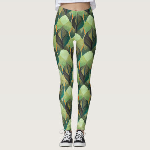 Aardetoon Groene Geometrische Vintage Patroon Leggings