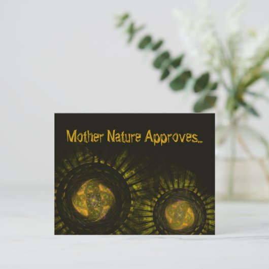 Aardetoon groene stralen fractal kunstwerk op maat briefkaart (Staand voorkant)