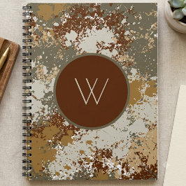 Aardetoon Grunge Textuur met Modern Monogram Notitieboek