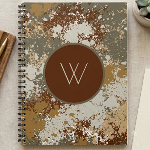 Aardetoon Grunge Textuur met Modern Monogram Notitieboek