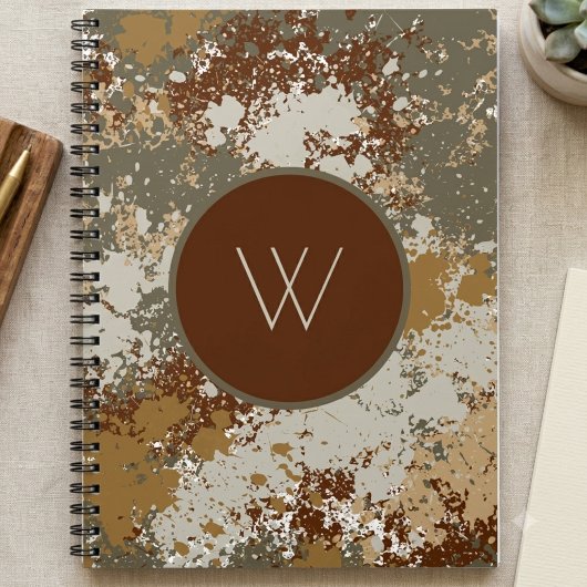 Aardetoon Grunge Textuur met Modern Monogram Notitieboek