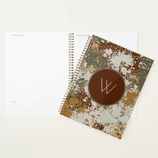 Aardetoon Grunge Textuur Moderne Monogram Planner (Display)