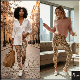 Aardetoon Overvolle Hond Gezicht Mix Patroon Leggings