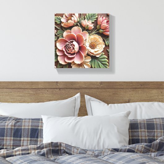 Aardetoon Pastel Boeket Canvas Afdruk (Insitu (Slaapkamer))