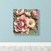 Aardetoon Pastel Boeket Canvas Afdruk (Insitu (Houten vloer))