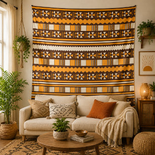 Aardetoon Tribale Geometrische Patroon Boho Muur Wandkleed