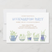 Aardewerk en Planten Housewarming Party Blue Kaart (Voorkant)