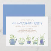 Aardewerk en Planten Housewarming Party Blue Kaart (Voorkant / Achterkant)