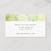 Aardewerk handgemaakt moderne schone textuur groen visitekaartje (Achterkant)