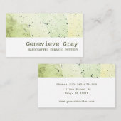 Aardewerk handgemaakt moderne schone textuur groen visitekaartje (Voorkant / Achterkant)