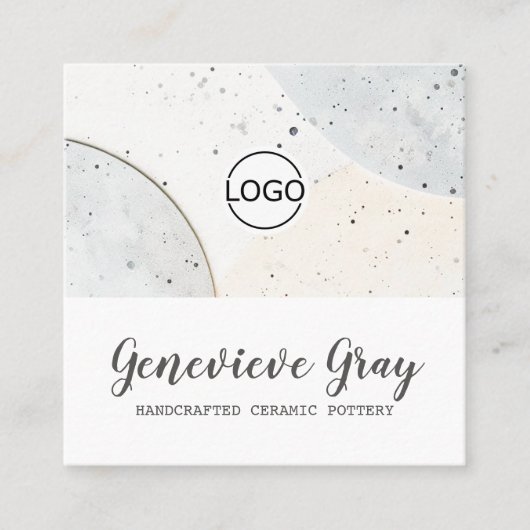 Aardewerk handgemaakte moderne beton Logo Sjabloon Vierkante Visitekaartje (Voorkant)