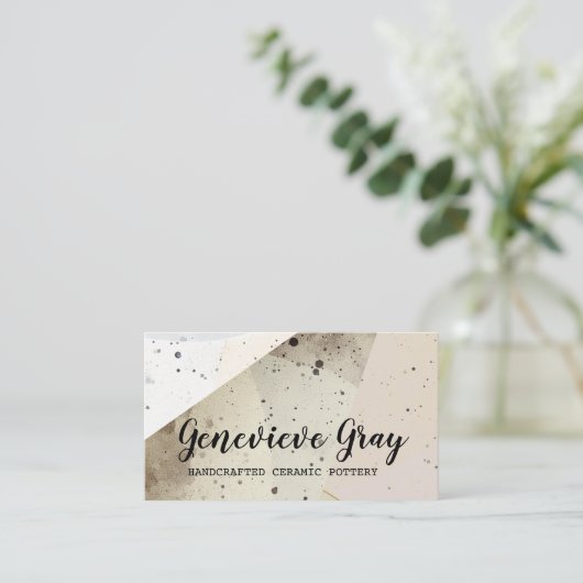 Aardewerk Handgemaakte Moderne Kalligrafie Script Visitekaartje (Staand voorkant)