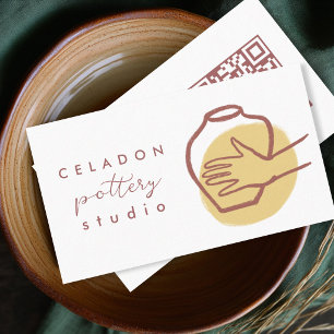 AARDEWERK Keramiekstudio Elegante Handgetekende QR Visitekaartje