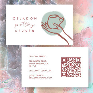 AARDEWERK Keramiekstudio Elegante Handgetekende QR Visitekaartje