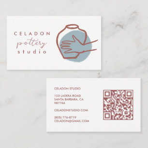 AARDEWERK Keramiekstudio Elegante Handgetekende QR Visitekaartje