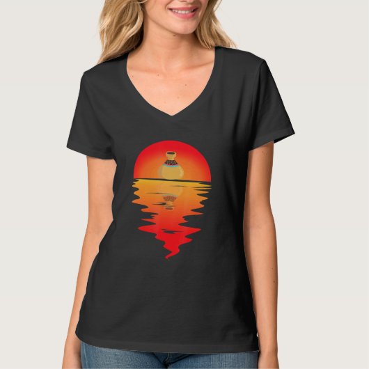 Aardewerk klei pot maken  zonsondergang reflectere t-shirt (Voorkant)