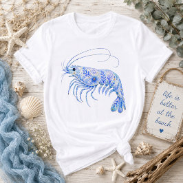 Aardewerk met bloemmotief garnalen t-shirt