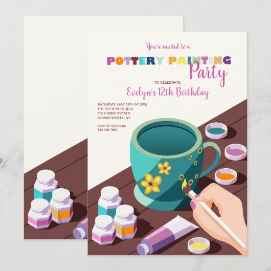 Aardewerk schilderij partij kaart (Voorkant / Achterkant)