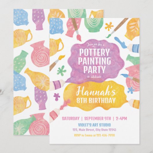 Aardewerk schilderij partij uitnodiging (Voorkant / Achterkant)