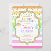 Aardewerk schilderij verf verjaardagsfeestuitnodig kaart (Voorkant)