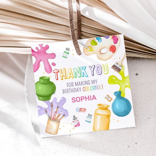 Aardewerk schilderij Verjaardag Party Square Bedankjes Labels