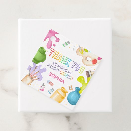 Aardewerk schilderij Verjaardag Party Square Bedankjes Labels (In situ)