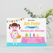 Aardewerk schilderij verjaardagsfeestje uitnodigin kaart (Staand voorkant)