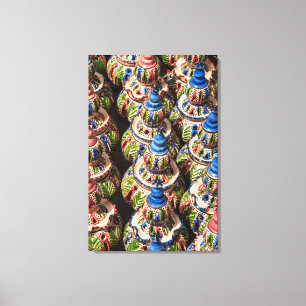 Aardewerk te koop op de markt canvas afdruk