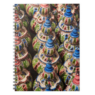 Aardewerk te koop op de markt notitieboek